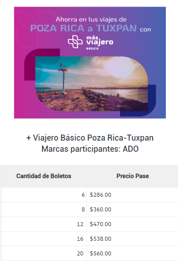 Servicio Viajero Poza Rica Tuxpan Ado